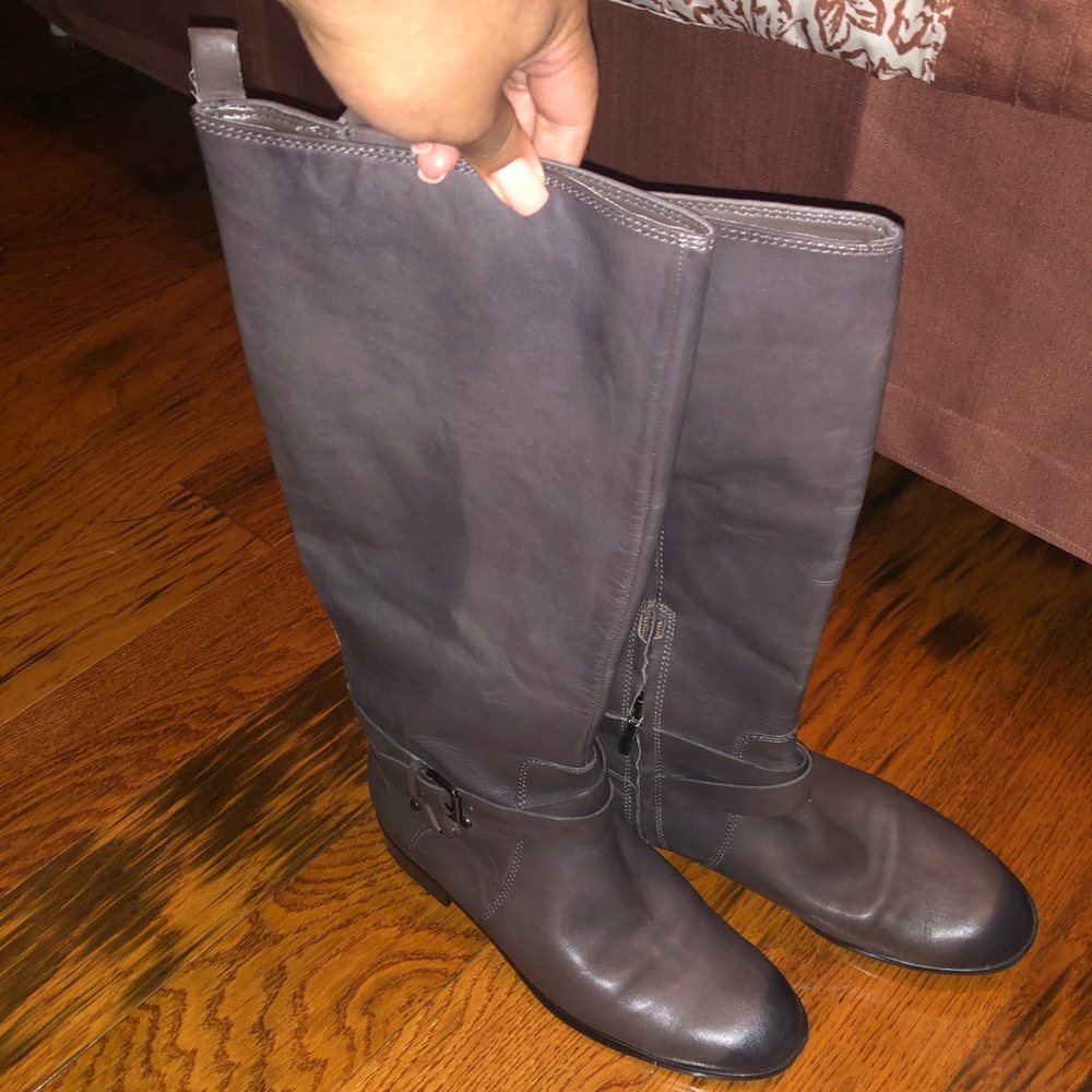 ENZO grey leather riding boots